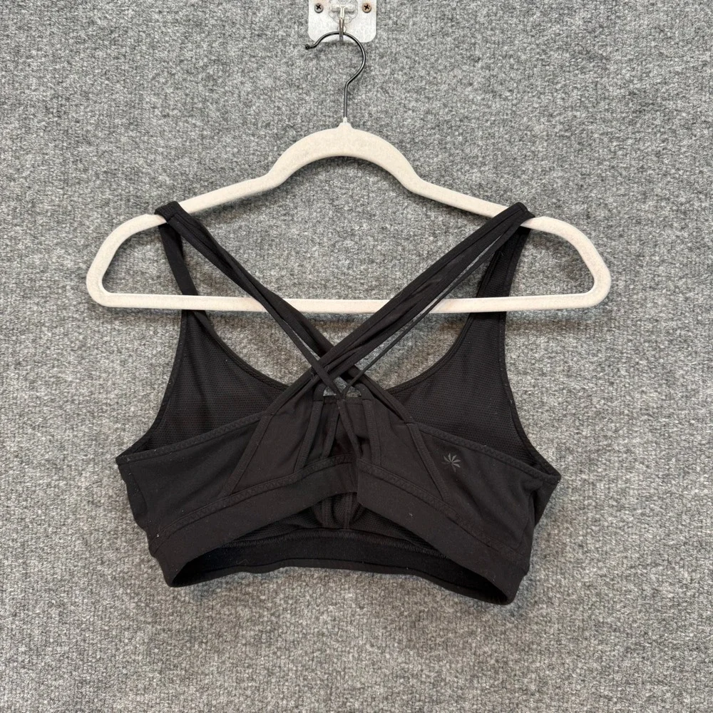 Athleta‎ Sports Bra Womens Medium Black Strappy Cross Back Yoga Gym Fitness